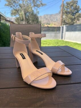Nine West Blush Patent Block Heel Sandals